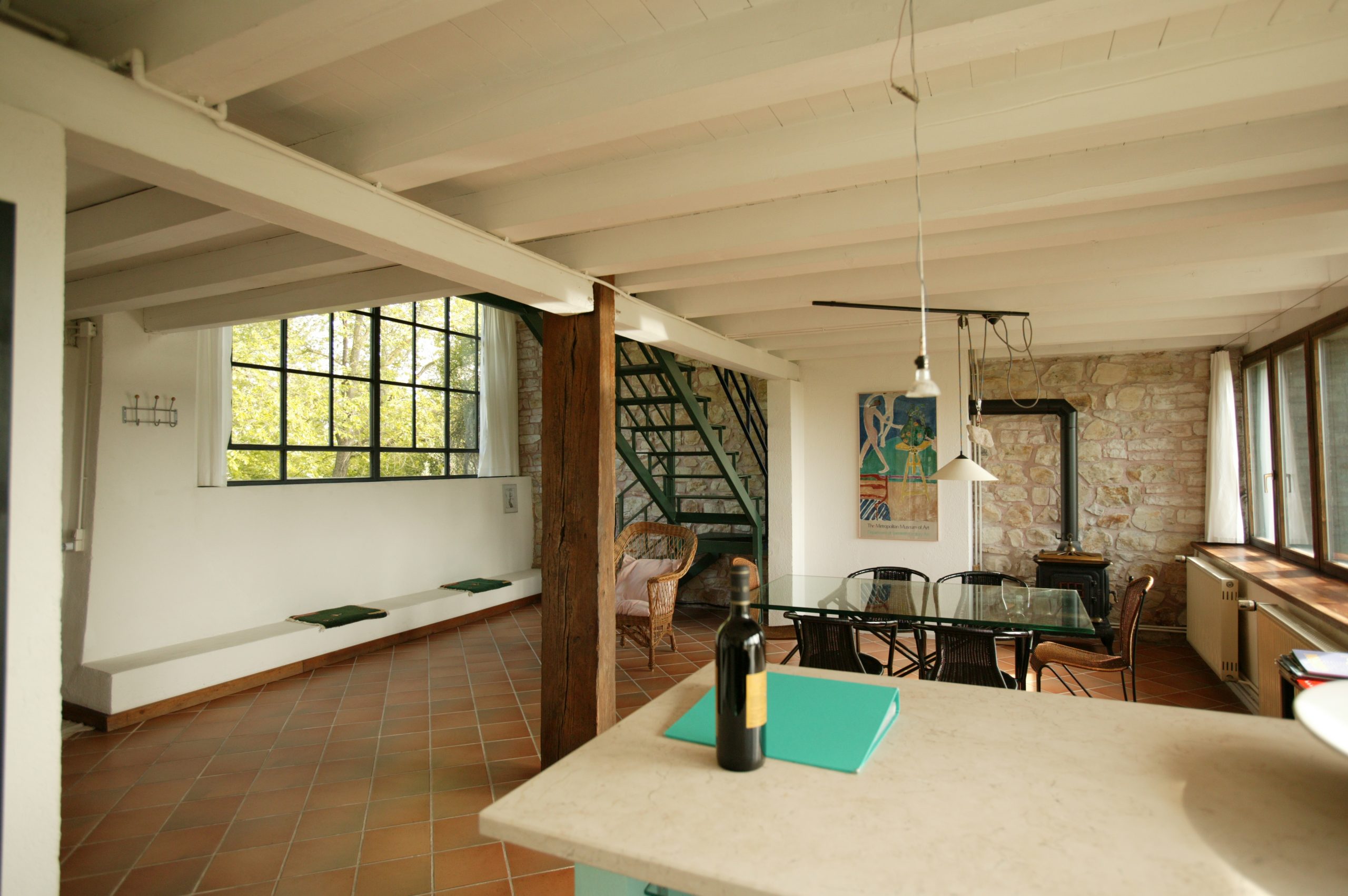 Annex with 2 apartments in Le Marche, Italy. Living room large apartment.